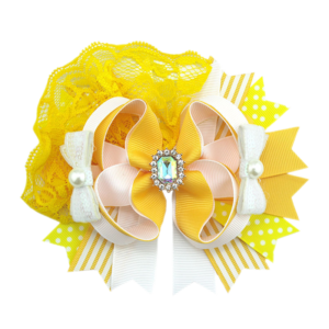 Golden Honeycomb Lace Boutique Bow