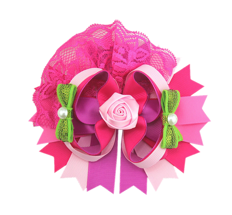 Fuchsia & Lime Rosebud Boutique Bow