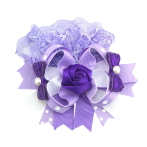Royal Amethyst Rose & Lace Boutique Bow