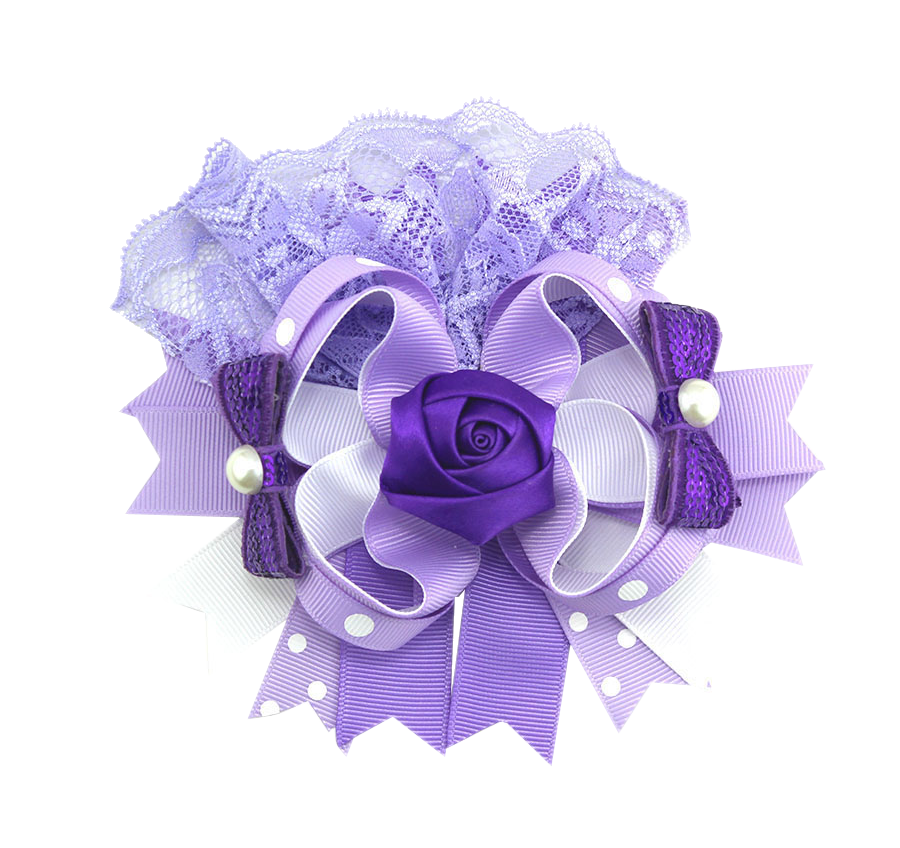 Royal Amethyst Rose & Lace Boutique Bow