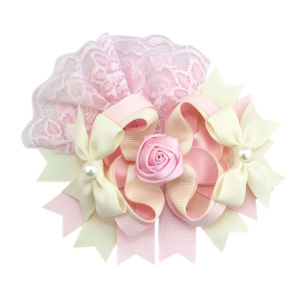 Blush Rose & Cream Lace Boutique Bow