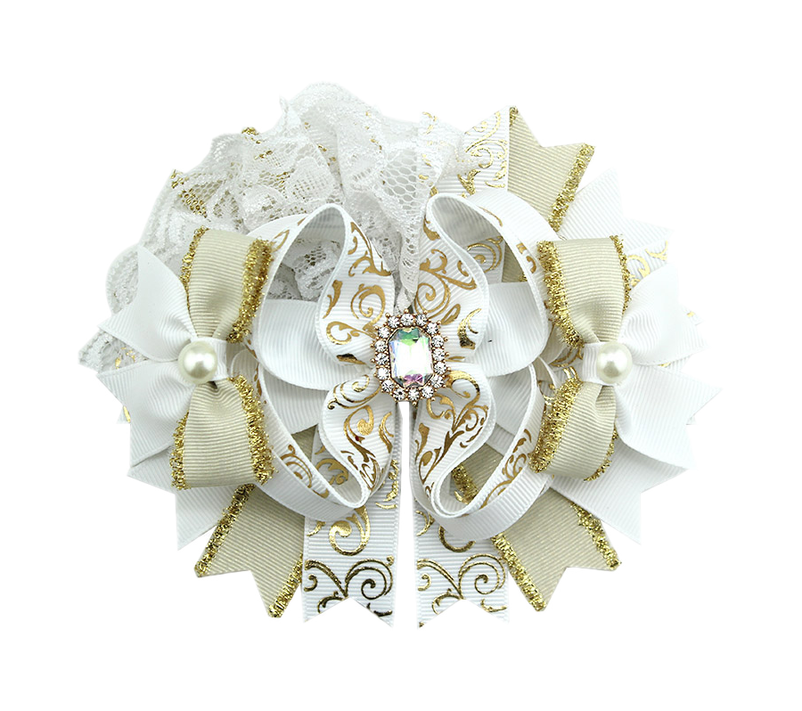 Ivory & Gold Empress Lace Boutique Bow